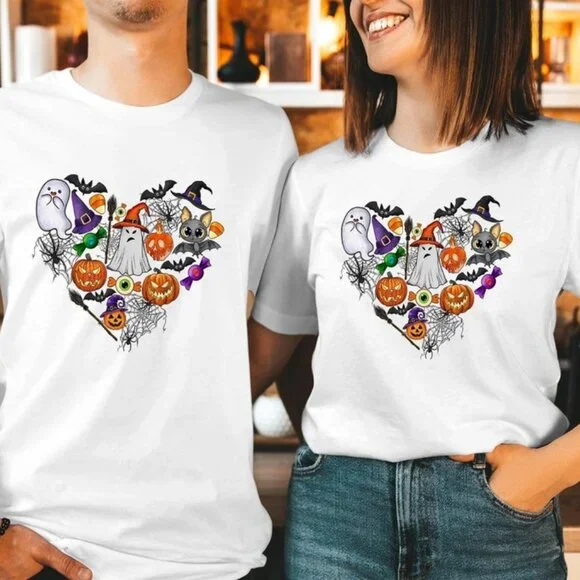 Boo Ghost Cute Doodle Halloween T-Shirt, Spooky Season Shirt - Picture 1 of 4